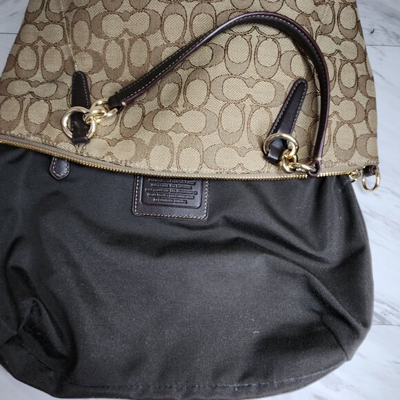 Coach Kelsey Jacquard Khaki Crossbody Bag Purse - Picture 15 of 16